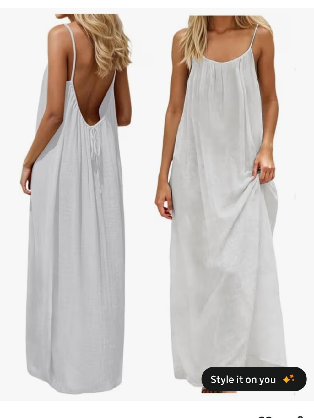 Lightweight White Spaghetti Strap Maxi Dress #100